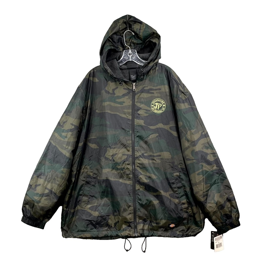 Dickies Hooded Camo Jacket Men XL Green Fleece Lined Rugged Hunting Outdoor Camp